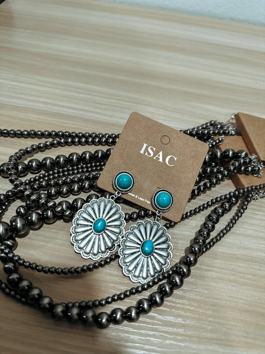 Concho drop faux turquoise