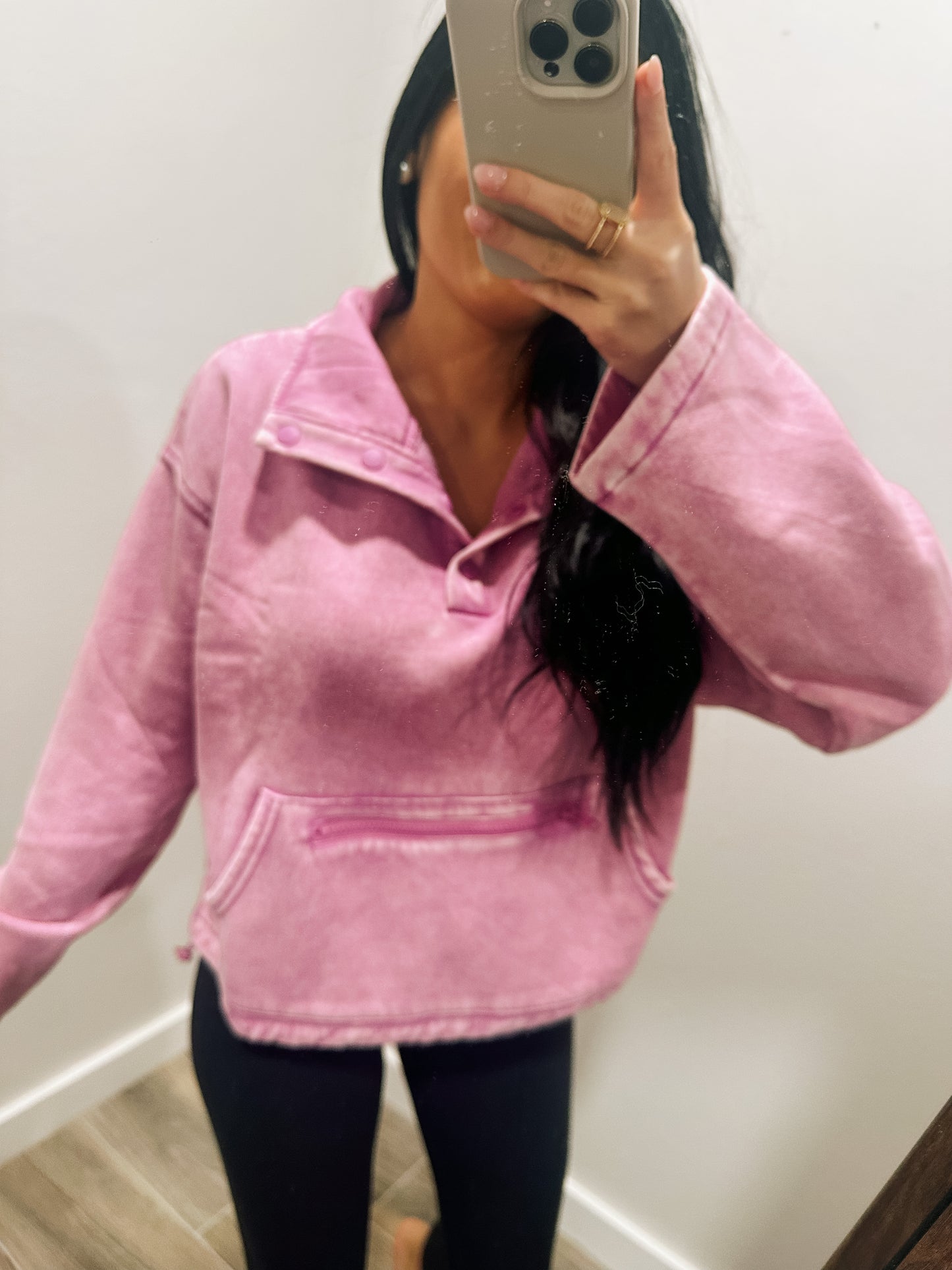 Pink acid wash pullover