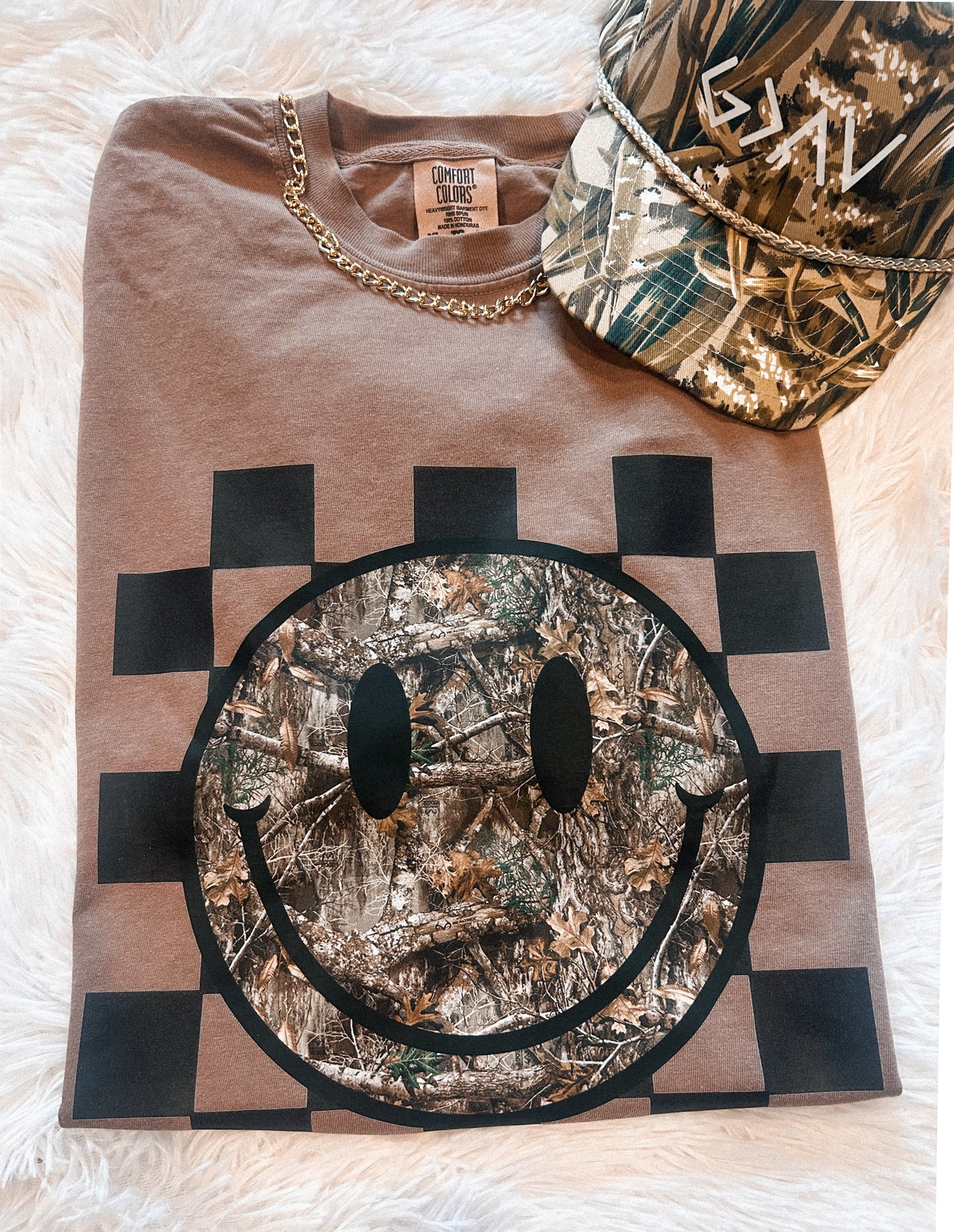 (WS) Camo Smiley Comfort Color or Crew